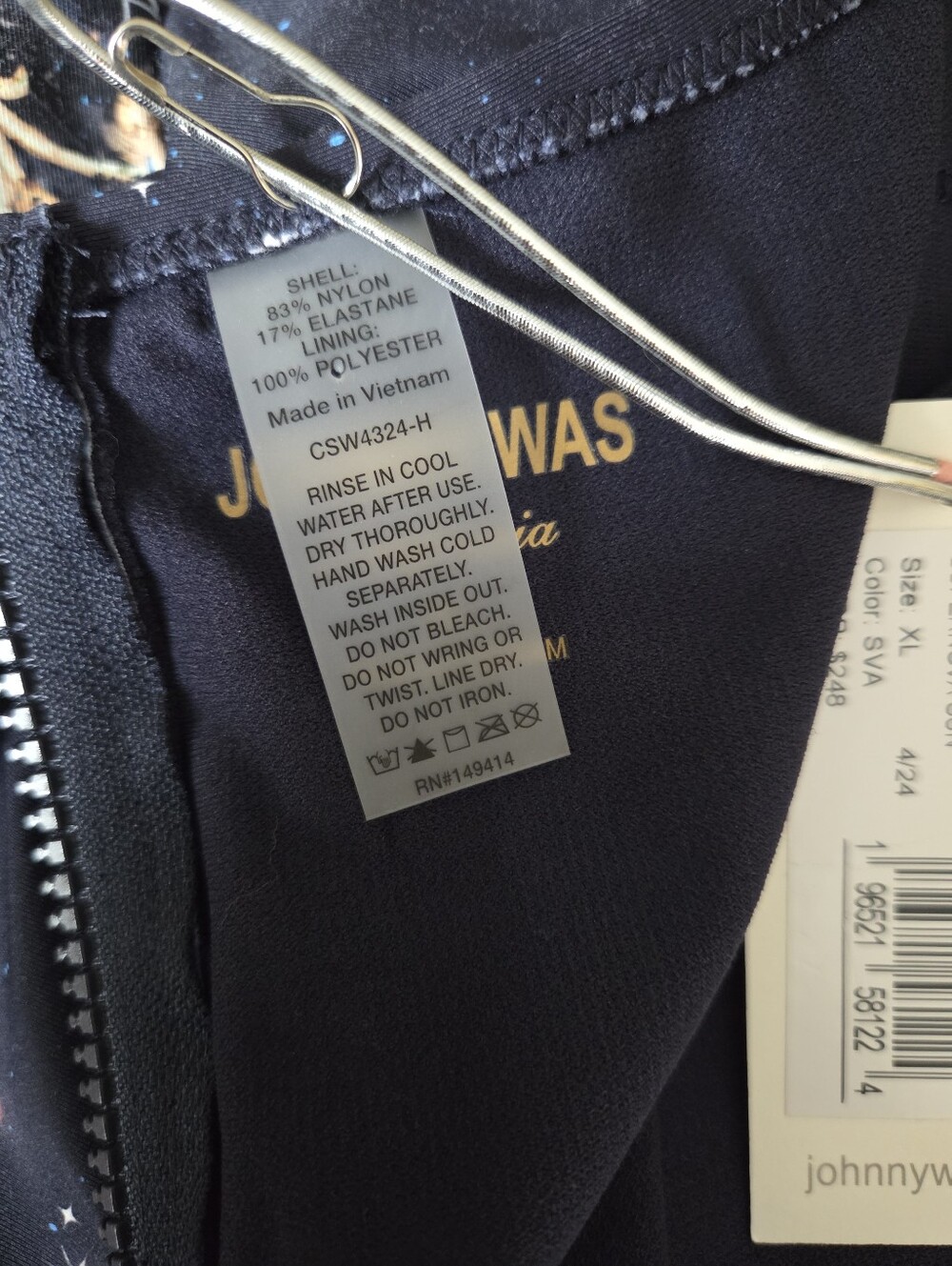 Johnny Was Supernova Surf One Piece Long Sleeve Swimsuit Rashguard Blue Size XL - Picture 12 of 13